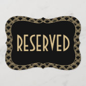 Zwart & Goud 1920's Gatsby Bruiloft Gereserveerd t Kaart (Voorkant)