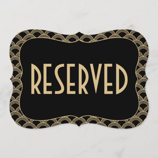 Zwart & Goud 1920's Gatsby Bruiloft Gereserveerd t Kaart (Voorkant)