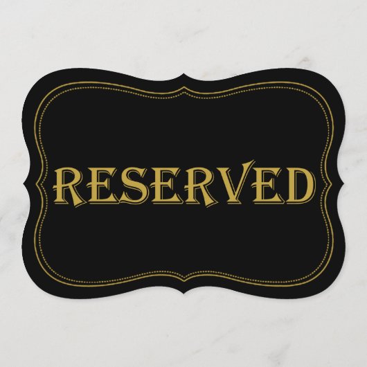 Zwart & Goud 1920's Gatsby Bruiloft Gereserveerd t Kaart (Achterkant)