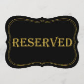 Zwart & Goud 1920's Gatsby Bruiloft Gereserveerd t Kaart (Voorkant)