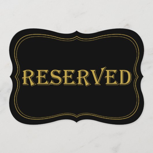 Zwart & Goud 1920's Gatsby Bruiloft Gereserveerd t Kaart (Voorkant)