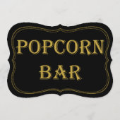 Zwart Goud 1920's Gatsby Wedding Popcorn Bar Teken Kaart (Achterkant)
