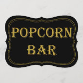 Zwart Goud 1920's Gatsby Wedding Popcorn Bar Teken Kaart (Voorkant)