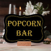 Zwart Goud 1920's Gatsby Wedding Popcorn Bar Teken Kaart