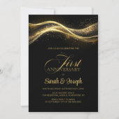 Zwart Goud 1e bruiloft Jubileum Kaart (Voorkant)