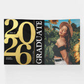 Zwart Goud 2025 Afstuderen Foto Afstuderen Spandoek (Horizontaal)