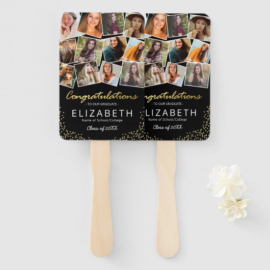 Zwart Goud 2025 Afstuderen Foto Handwaaier (Voorkant en achterkant)