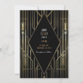 Zwart & Goud 20'er Art Deco Gatsby Glam Trouwen Kaart (Achterkant)
