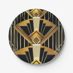 Zwart & Goud 20'er Art Deco Gatsby Glam Trouwfeest Papieren Bordje