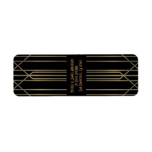 Zwart & Goud 20'er jaren Art Deco Gatsby Glam Brui Etiket