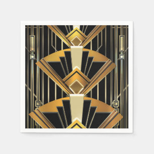 Zwart & Goud 20'er jaren Art Deco Gatsby Glam Trou Servet