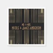 Zwart & Goud 20's Art Deco Gatsby Custom Wedding Servet (Voorkant)