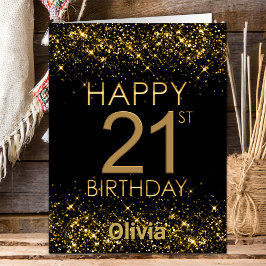 Zwart Goud 21e Verjaardag Kaart
