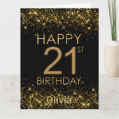 Zwart Goud 21e Verjaardag Kaart (Voorkant)