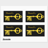 Zwart & Goud 21e Verjaardagsfeestje Sleutel Ovale  Rechthoekige Sticker (Vel)