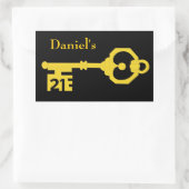 Zwart & Goud 21e Verjaardagsfeestje Sleutel Ovale  Rechthoekige Sticker (Tas)