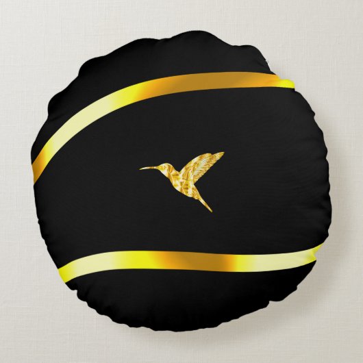 Zwart Goud 25e bruiloft Jubileum cadeau paar Rond Kussen (Achterkant)