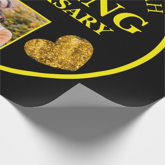 Zwart Goud 25e bruiloft Jubileum Geschenken Koppel Cadeaupapier (Hoek)