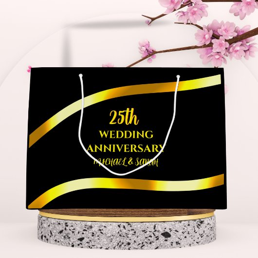 Zwart Goud 25e bruiloft Jubileum Gift Keepsake Groot Cadeauzakje