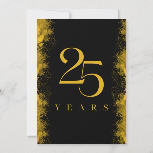 Zwart & Goud 25e Bruiloft Jubileum Kaart (Achterkant)