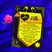 Zwart Goud 25ste bruiloft Jubileum Eenvoudig Moder Kaart