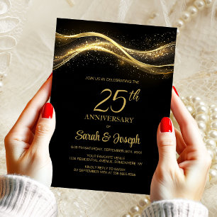 Zwart Goud 25ste bruiloft Jubileum Kaart