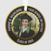 Zwart & Goud 2 Foto Afstuderen Klasse van 2024 Ornament (achterkant)