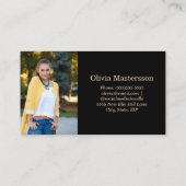 Zwart Goud 2 Foto Afstuderen Naam Kaart Visitekaartje (Achterkant)