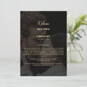Zwart Goud 2 Foto Overlay Huwelijksroute Programmakaart (Staand voorkant)