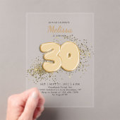 Zwart Goud 30e Ballonnen Confetti Volwassenen Verj Acryl Uitnodigingen (Insitu (Draagbaar))