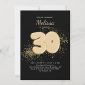 Zwart Goud 30e Ballonnen Confetti Volwassenen Verj Kaart (Voorkant)