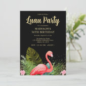 Zwart Goud 30e Verjaardag Luau Party Kaart (Staand voorkant)