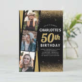 Zwart goud 3 Fotofilm Glitter Elke dag van de dag Kaart (Staand voorkant)