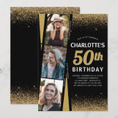 Zwart goud 3 Fotofilm Glitter Elke dag van de dag Kaart (Voorkant / Achterkant)