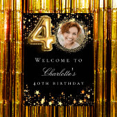 Zwart goud 40e foto verjaardagsfeestje welkom poster