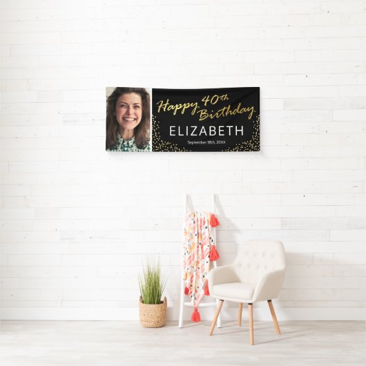 Zwart Goud 40e Verjaardag Afbeelding Spandoek (Insitu)