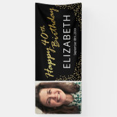 Zwart Goud 40e Verjaardag Afbeelding Spandoek (Verticaal)
