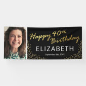 Zwart Goud 40e Verjaardag Afbeelding Spandoek (Horizontaal)