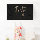 Zwart & Goud 40e Verjaardagsfeest Welkomstbanner Spandoek (Insitu)