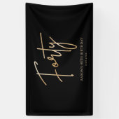 Zwart & Goud 40e Verjaardagsfeest Welkomstbanner Spandoek (Verticaal)