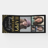 Zwart Goud 4 Foto Verjaardagsdeur Spandoek (Horizontaal)
