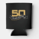 Zwart & Goud 50 Jaar Jong Banner 50ste Verjaardag Blikjeskoeler (Voorkant)