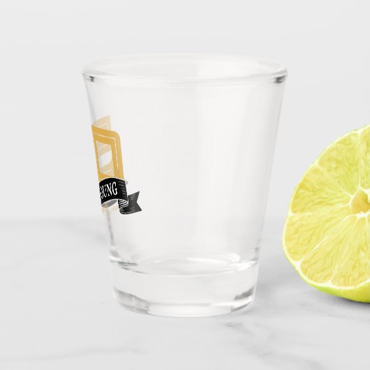 Zwart & Goud 50 Jaar Jong Banner 50ste Verjaardag Shot Glas (Rechts)