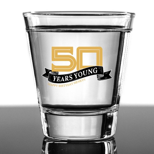 Zwart & Goud 50 Jaar Jong Banner 50ste Verjaardag Shot Glas