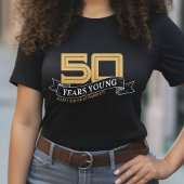 Zwart & Goud 50 Jaar Jong Banner 50ste Verjaardag T-shirt