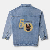 Zwart & Goud 50 Vijftig jaar 50ste verjaardag Denim Jacket (Achterkant)