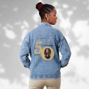 Zwart & Goud 50 Vijftig jaar 50ste verjaardag Denim Jacket