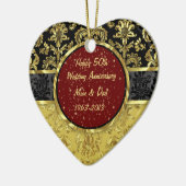 Zwart & Goud 50e Bruiloft Jubileum Ornament (Links)