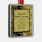 Zwart & Goud 50e Bruiloft Jubileum Ornament (Rechts)