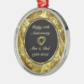 Zwart & Goud 50e Bruiloft Jubileum Ornament (Links)